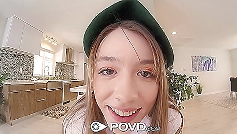 Skinny blonde girl scout gets her next badge right