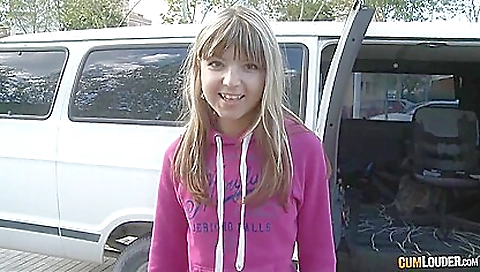 Blonde teen enjoys outdoor porn with a shaved pussy