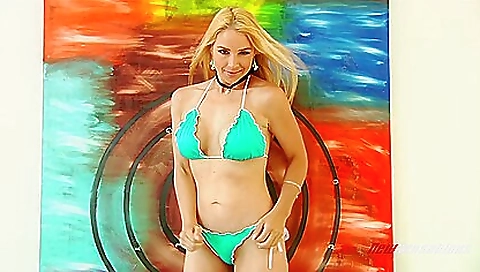 Sexy blonde in a sexy lingerie gets fucked on the bed