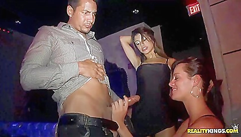 Brunette lesbians get into a big hole and deepthroat