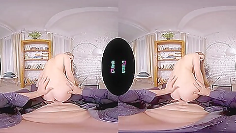 Horny brunette shows off her sexy pussy in vr porn