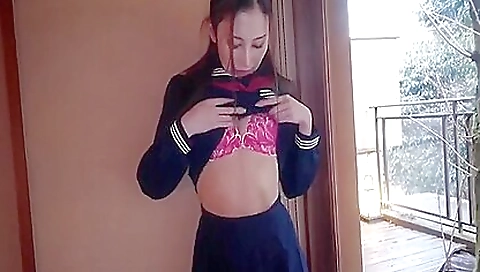 Bewitching teen is moving herself around a bed like a sex robot