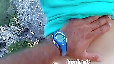 Hot amateur teen with big ass takes a selfie outdoors