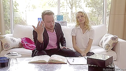 Small tits teen sucks a big cock and gets fucked by the guy