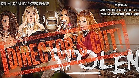 Sexy busty brunette and blonde playing with their clothes