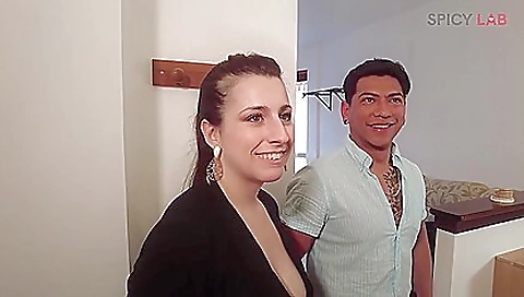 Busty milf in stockings is in the middle of a gang-bang