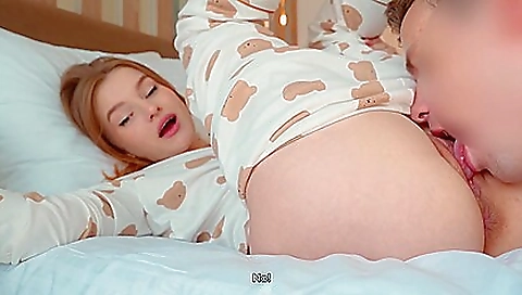 Petite redhead teen 18+ with a big booty is with a man