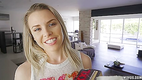 Small tittied blonde teen got her mom in the kitchen