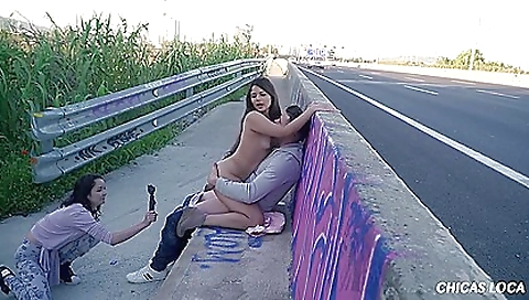 Brunette in public gets oral penetration and hardcore