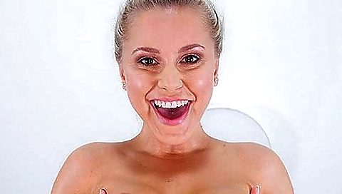 Sexy girl with a beautiful face gets her face behind her and her pussy