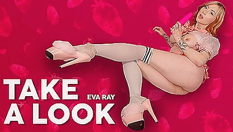 Shaved pussy of a blonde in high heels shown in vr porn