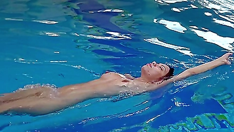 Big tits brunette in swimsuit and lingerie under the water