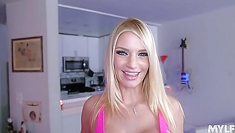 Slutty blonde gets fucked by her boyfriend on the bed