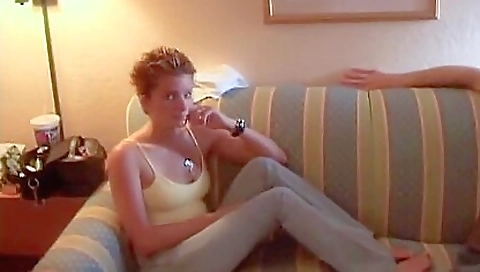 Naked redhead nymph gets her cave tamed in the sun