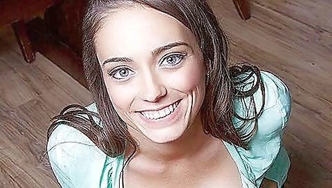 Creampie porn show shows the big boobs of a brunette