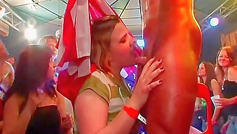 Blonde redhead fucked with a guy in a group sex video